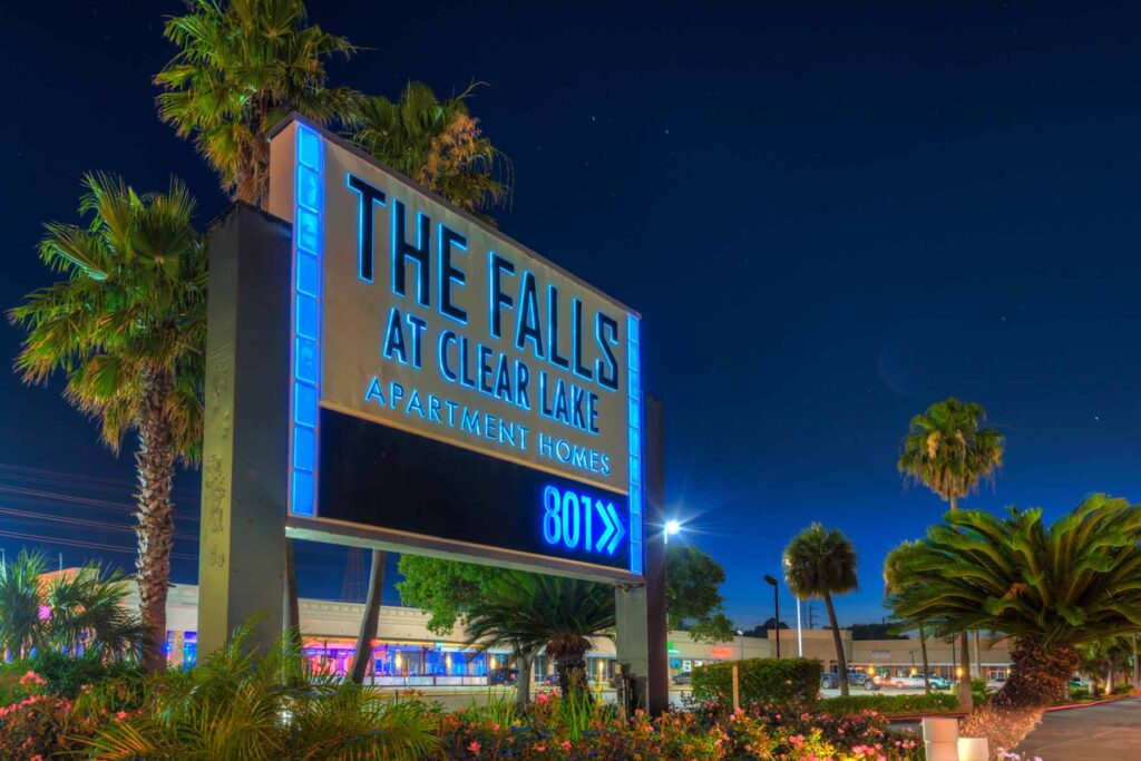 memorial sign at night